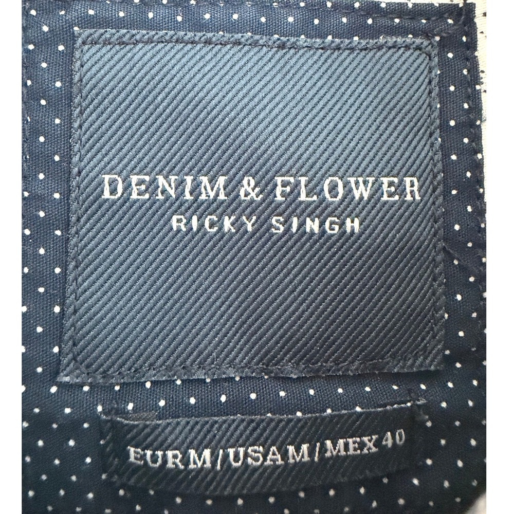 Denim And Flower Slim Fit Floral Print Long Sleeve Stretch Button Down Medium - Picture 4 of 6